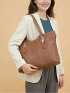 Sac Cabas en Cuir Grainé Camel