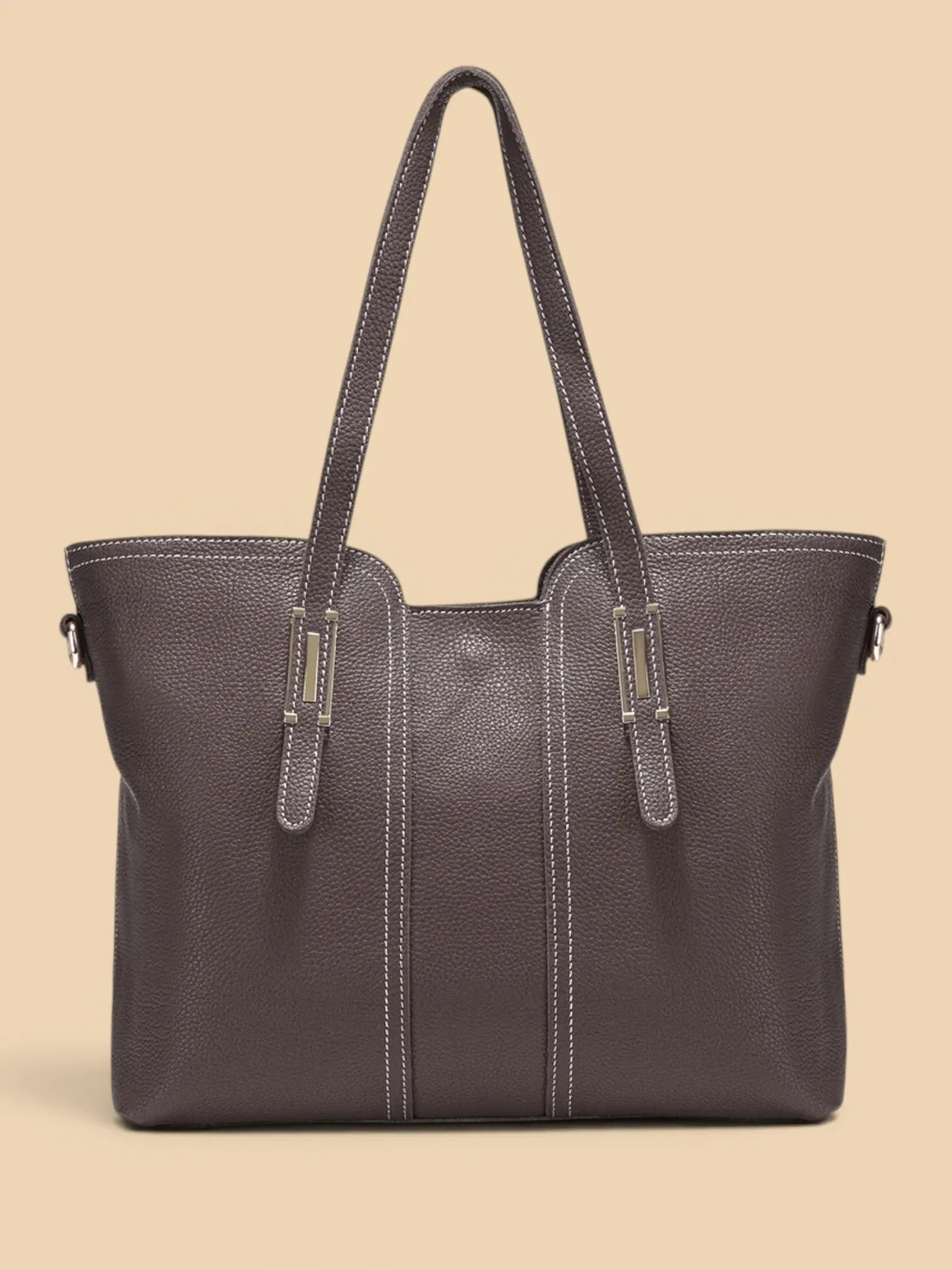 Sac Cabas en Cuir Grainé Café