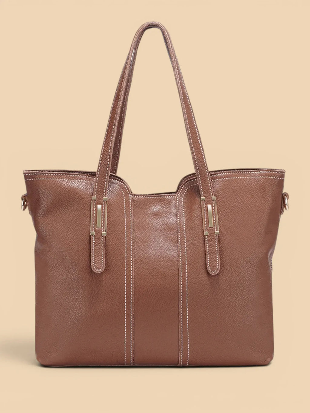 Sac Cabas en Cuir Grainé Camel