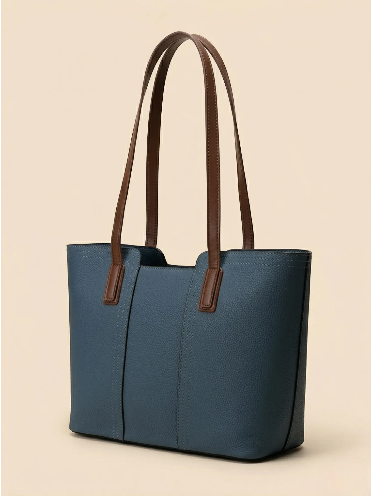 Sac Cabas en Cuir Robuste Navy