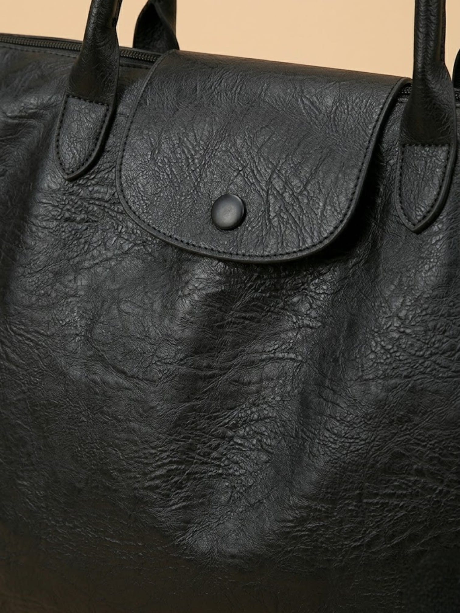 Sac Cabas en Cuir Vegan Souple Noir