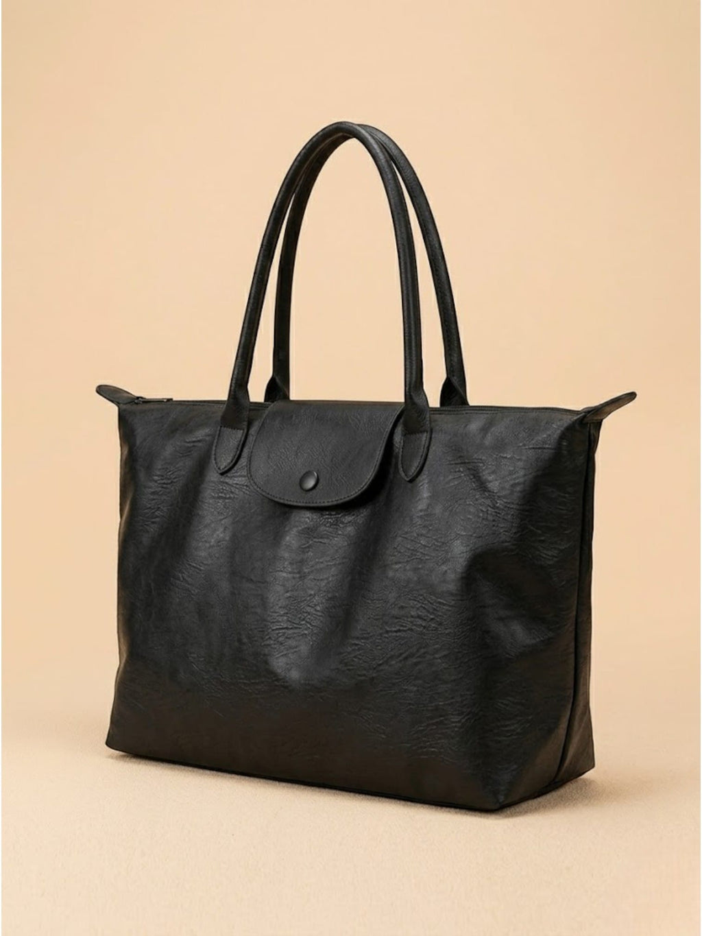 Sac Cabas en Cuir Vegan Souple Noir