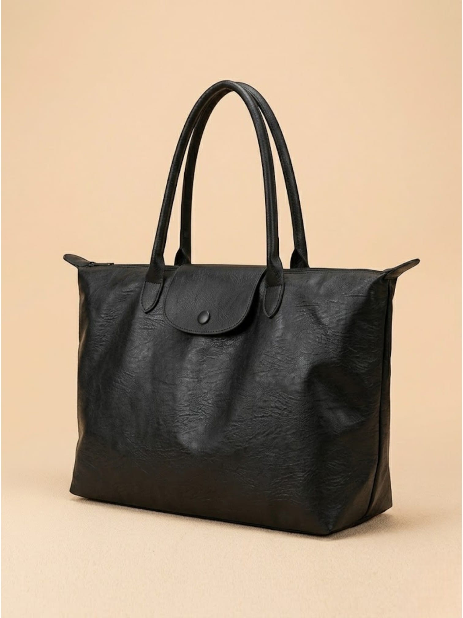 Sac Cabas en Cuir Vegan Souple Noir