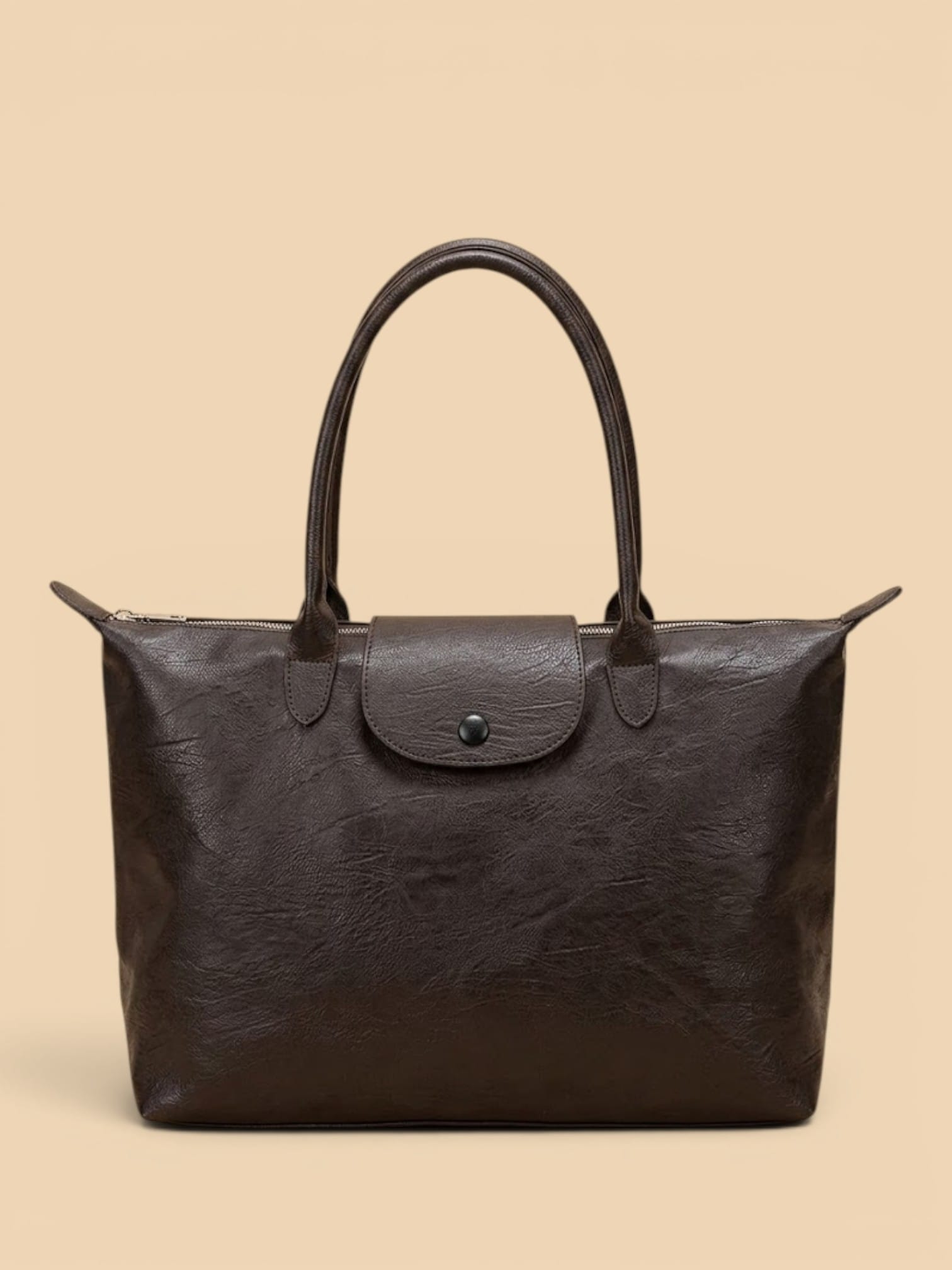 Sac Cabas en Cuir Vegan Souple Café