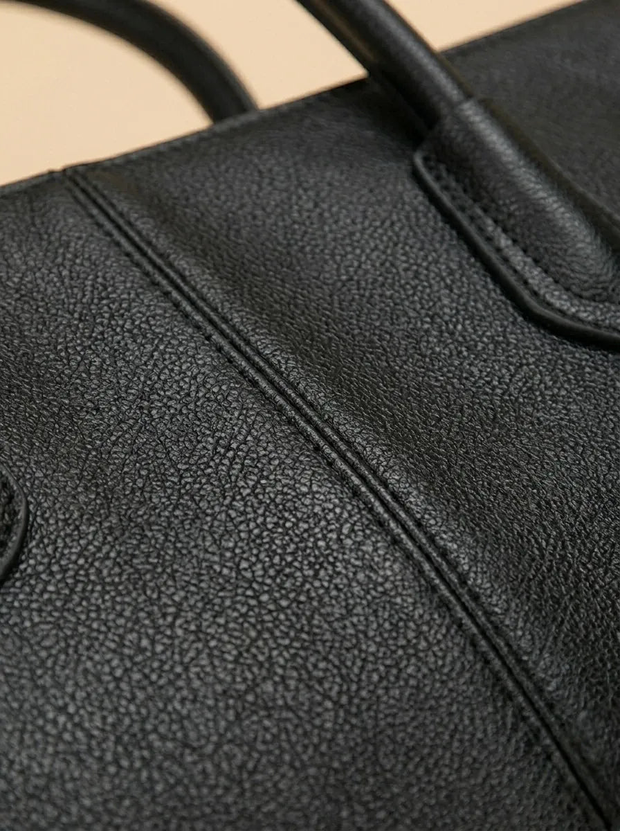 Sac Cabas en Cuir Vegan Structuré Noir