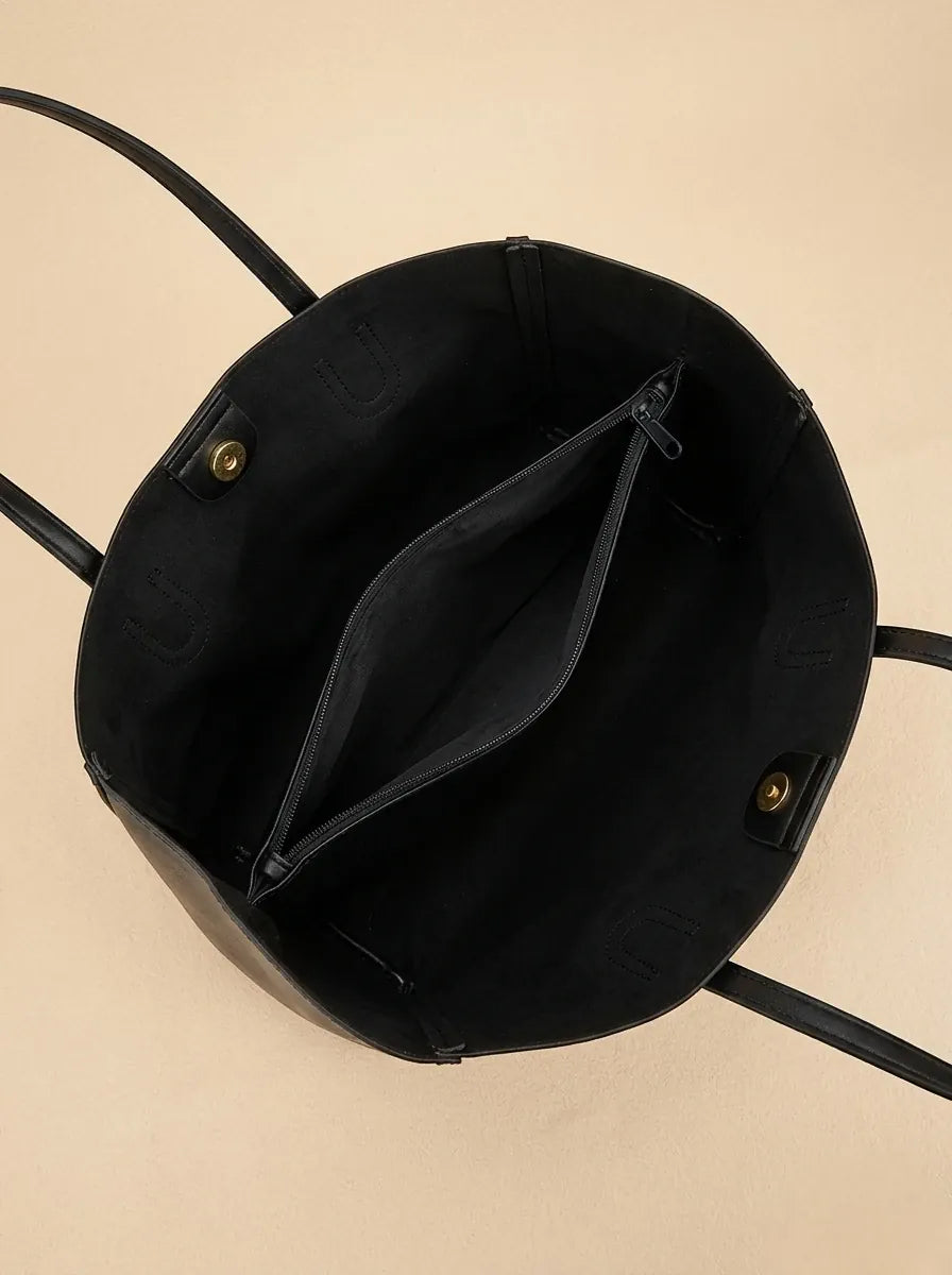 Sac Cabas en Cuir Vegan Structuré Noir