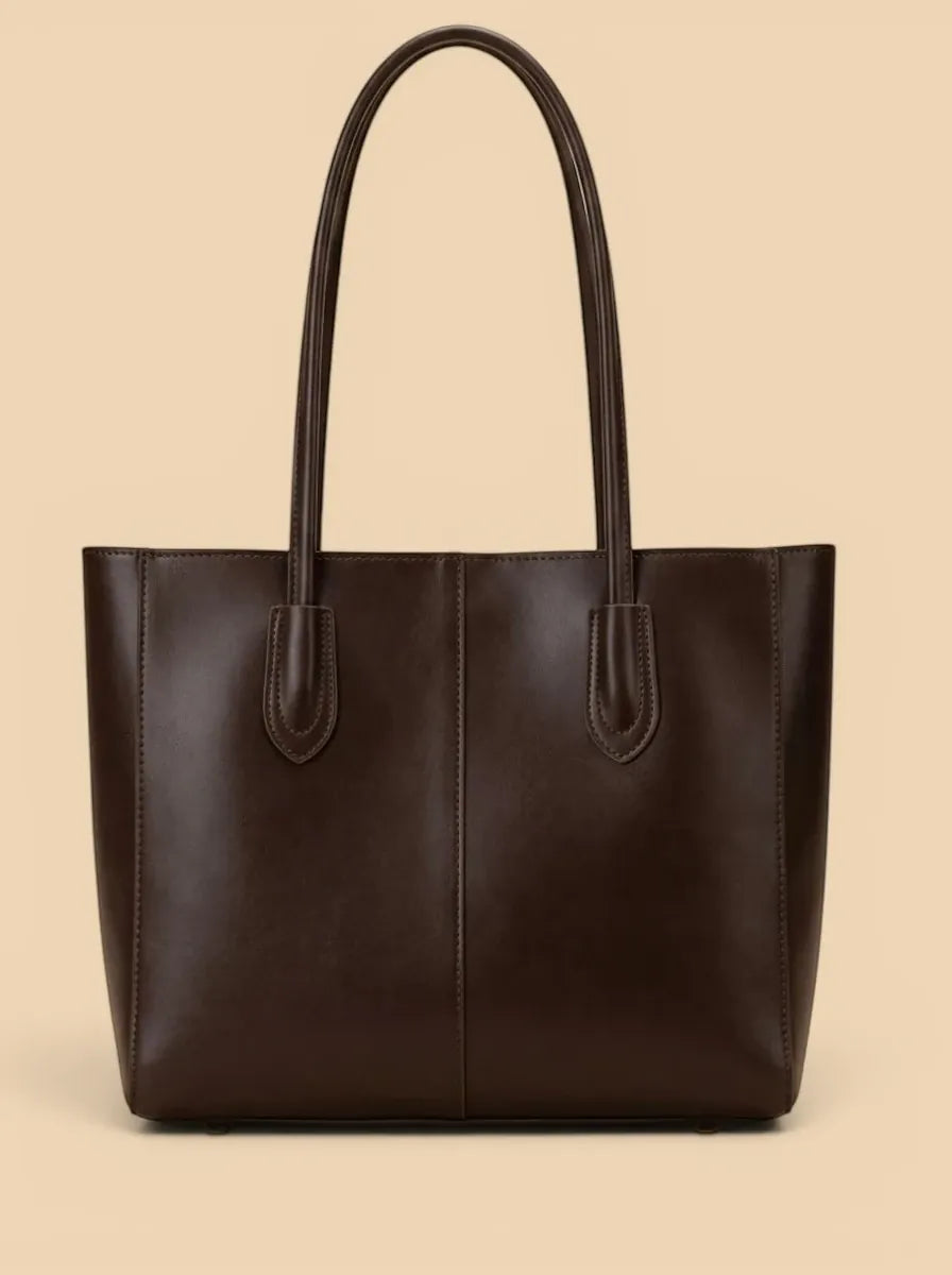 Sac Cabas en Cuir Vegan Structuré Café
