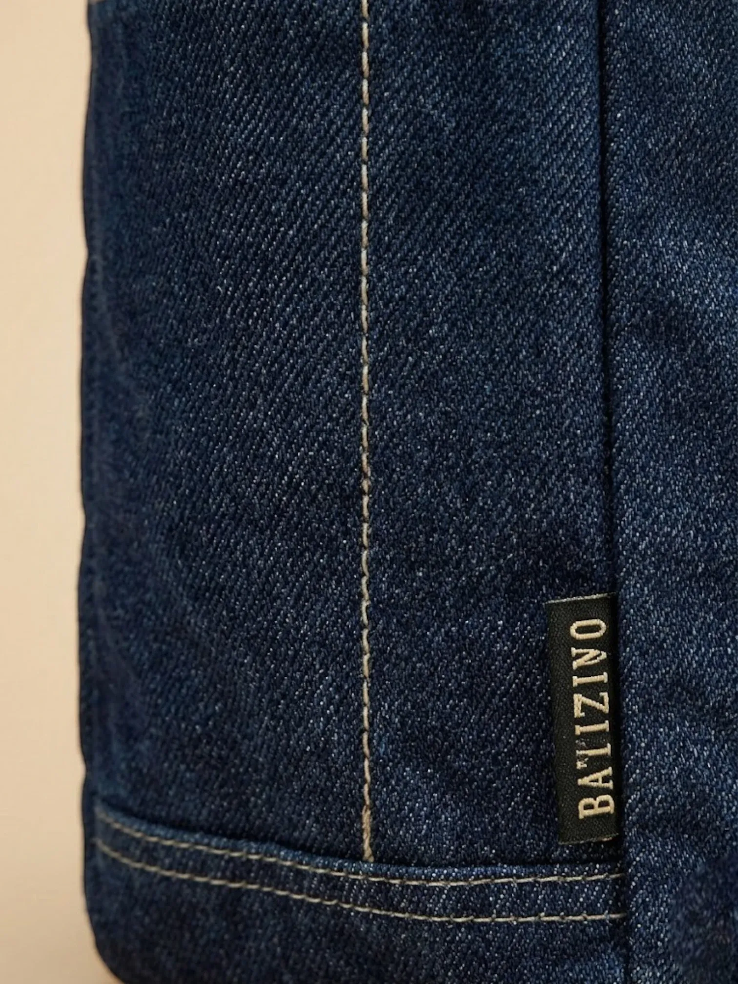 Sac Cabas en Jeans Vintage Zippé Bleu Foncé