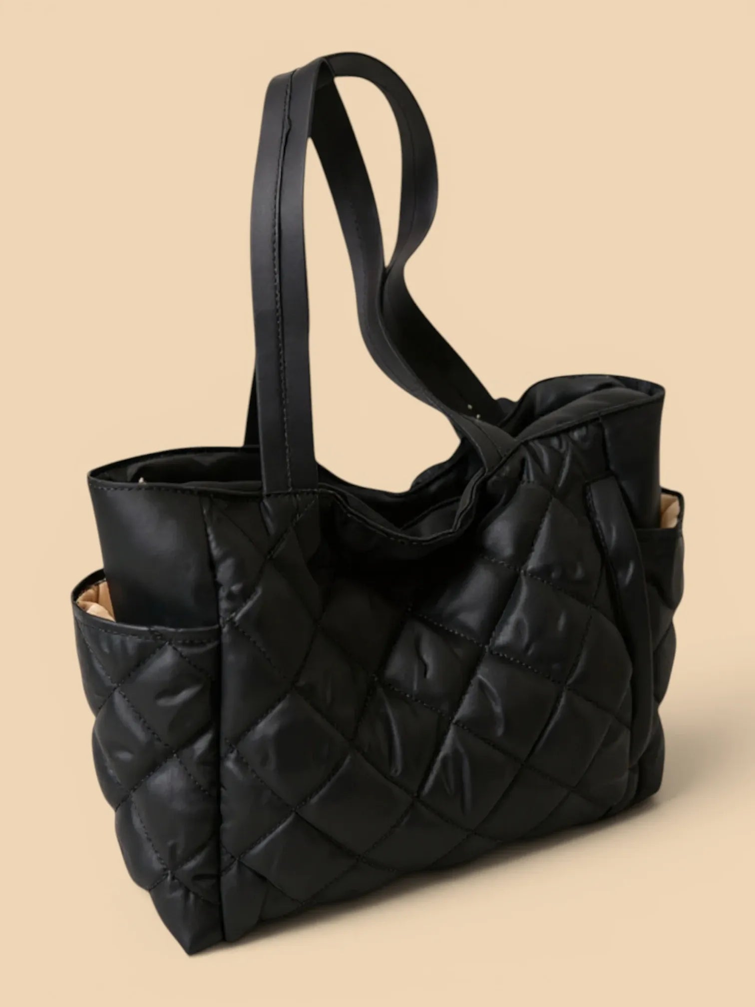 Sac Cabas en Nylon Matelassé Noir