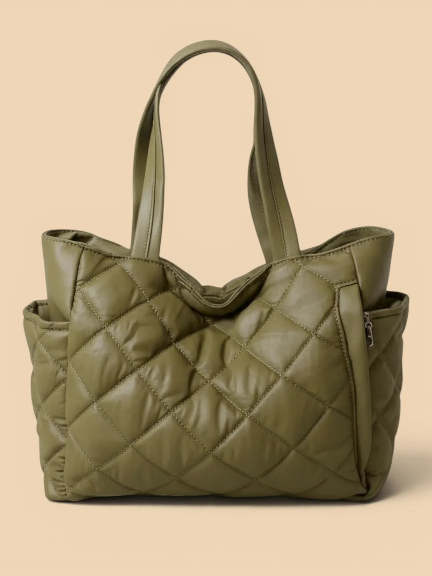 Sac Cabas en Nylon Matelassé Vert