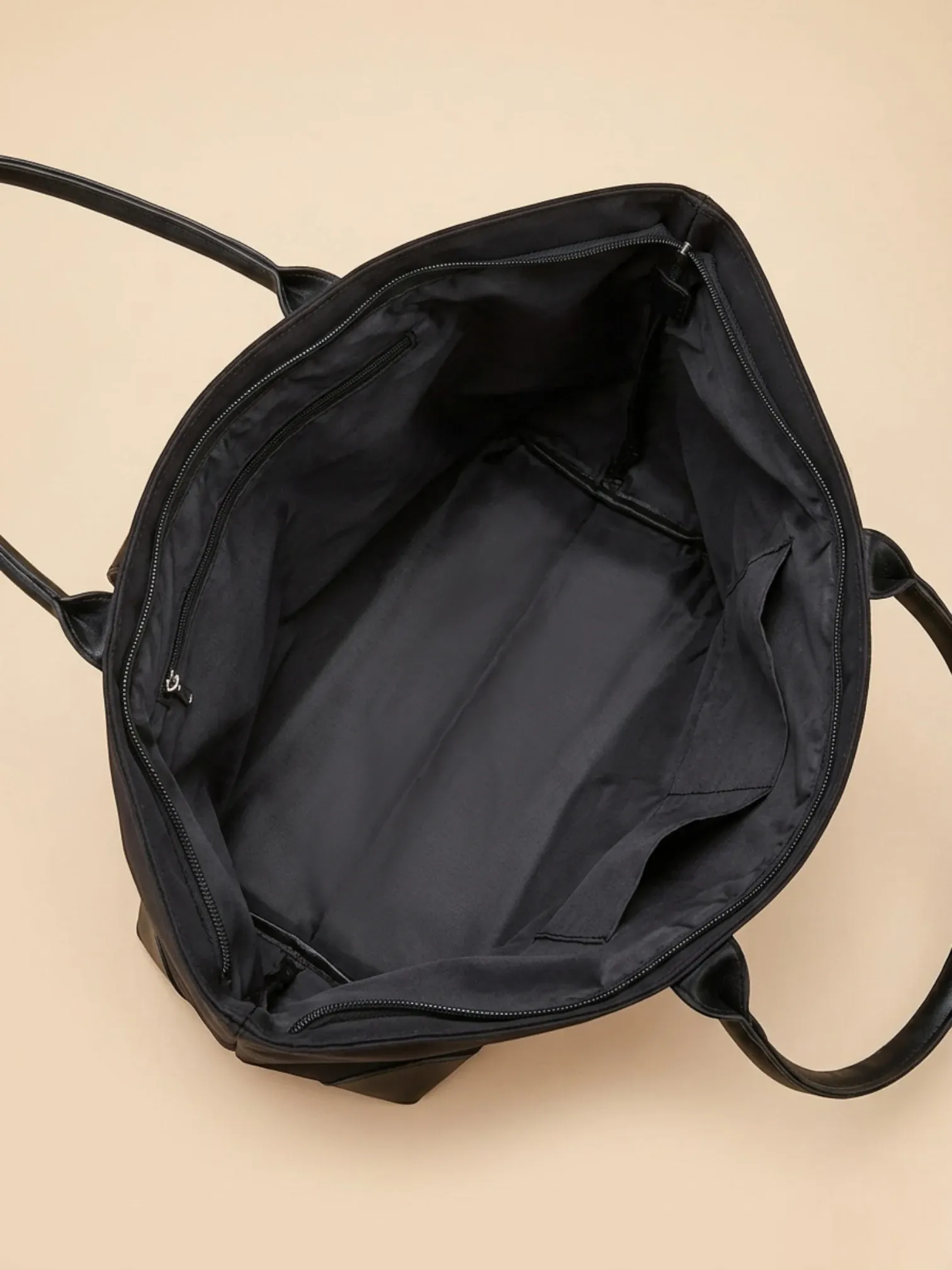 Sac Cabas en Nylon Zippé Noir Noir