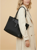 Sac Cabas en Nylon Zippé Noir Noir