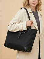 Sac Cabas en Nylon Zippé Noir Noir