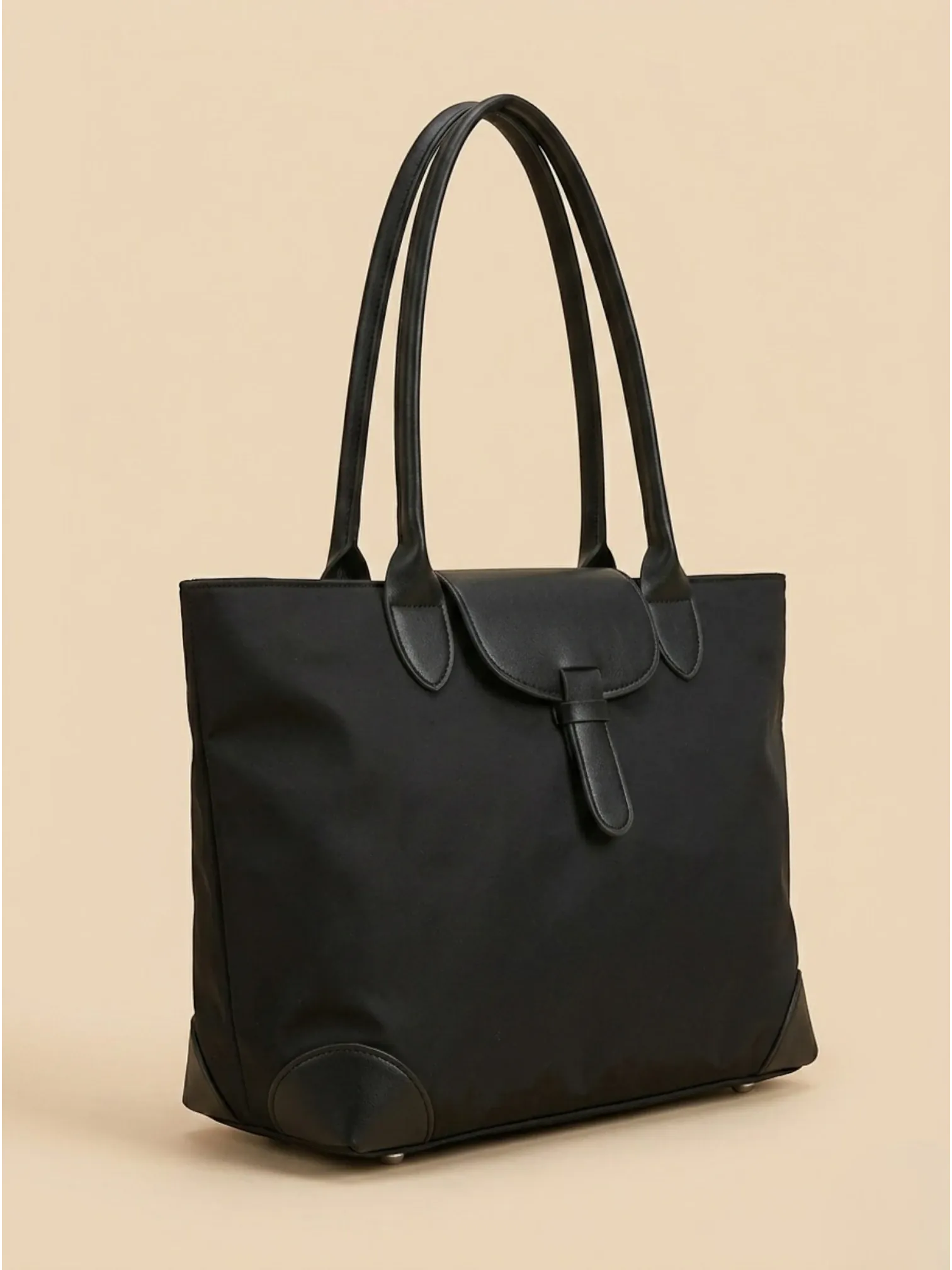 Sac Cabas en Nylon Zippé Noir Noir