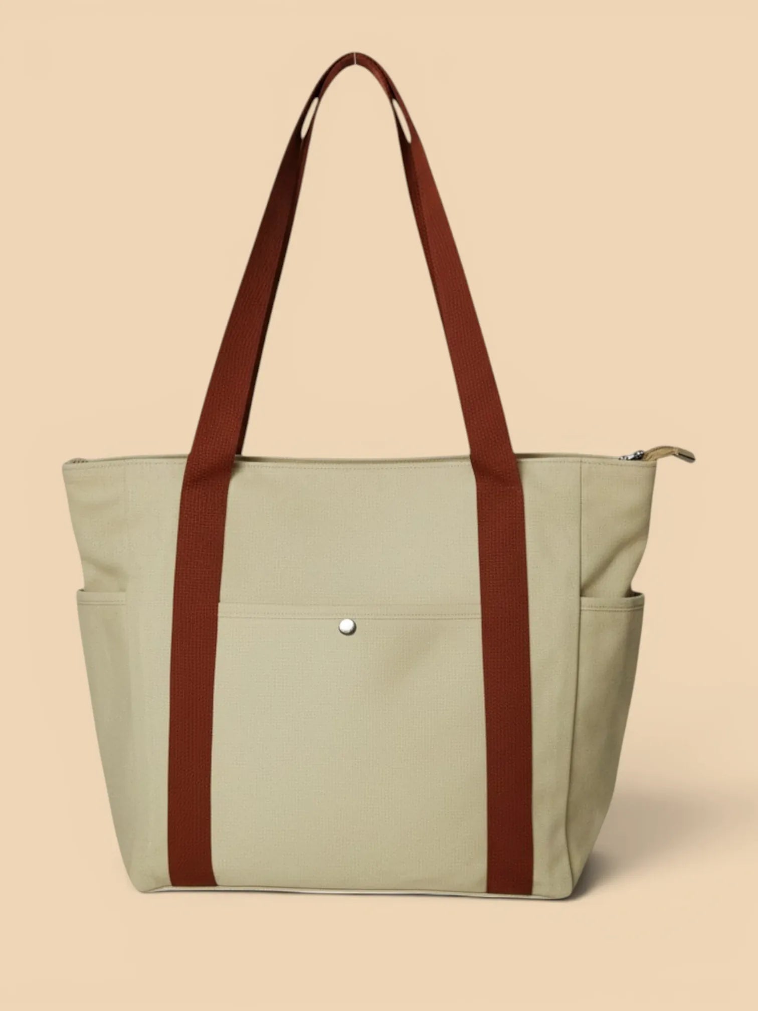 Sac Cabas en Toile Khaki Bicolore Kaki