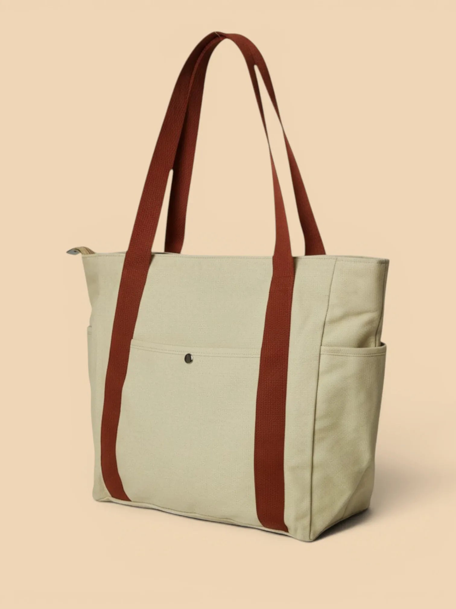 Sac Cabas en Toile Khaki Bicolore Kaki