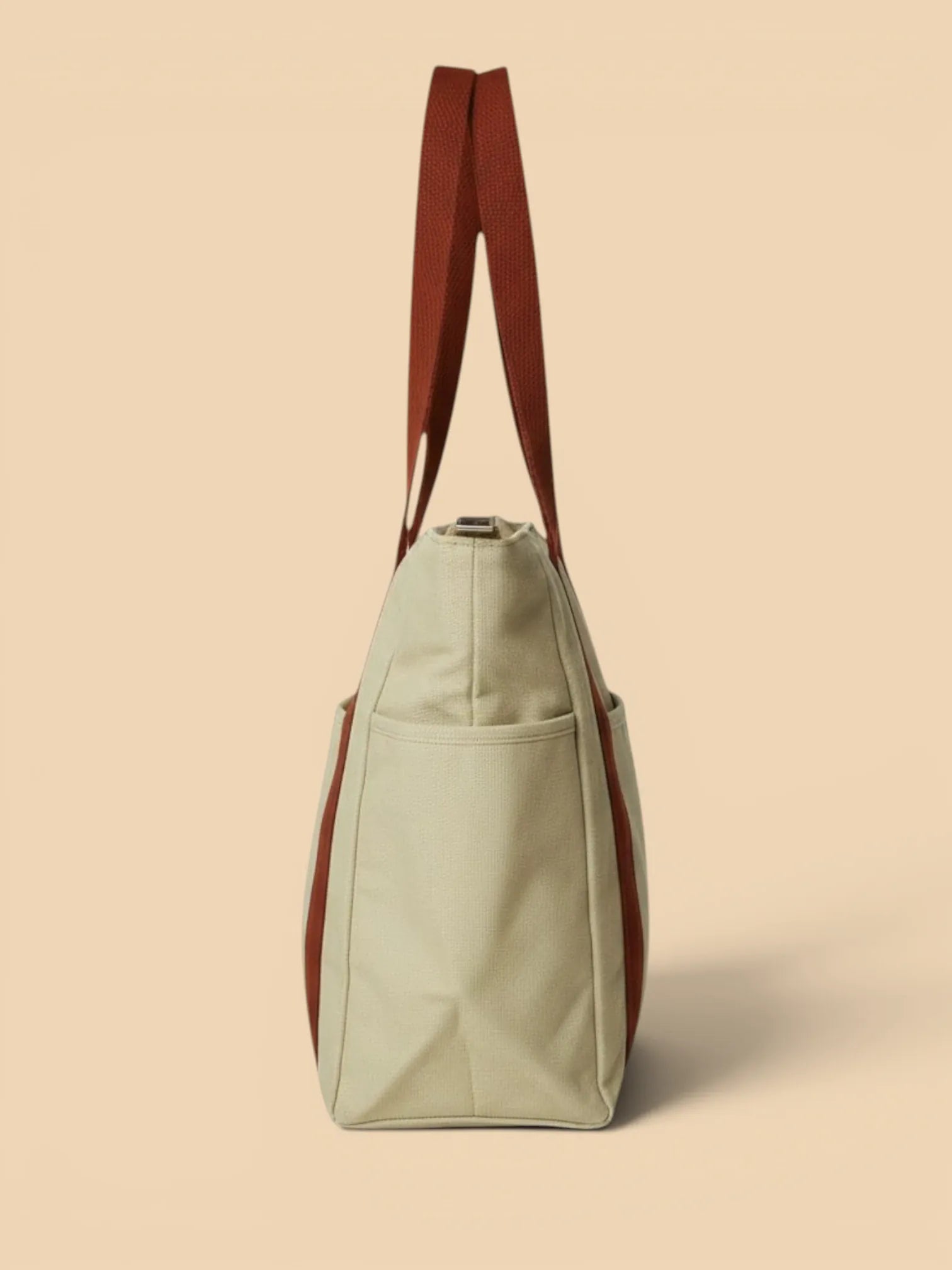 Sac Cabas en Toile Khaki Bicolore Kaki