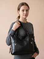 Sac Cabas Femme Cuir Vegan Souple Quotidien Noir