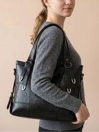 Sac Cabas Femme Cuir Vegan Souple Quotidien Noir