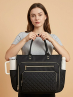 Sac cabas femme porte gourde ordinateur portable Noir / 16 pouces