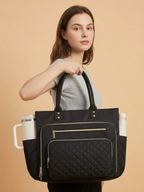 Sac cabas femme porte gourde ordinateur portable Noir / 16 pouces