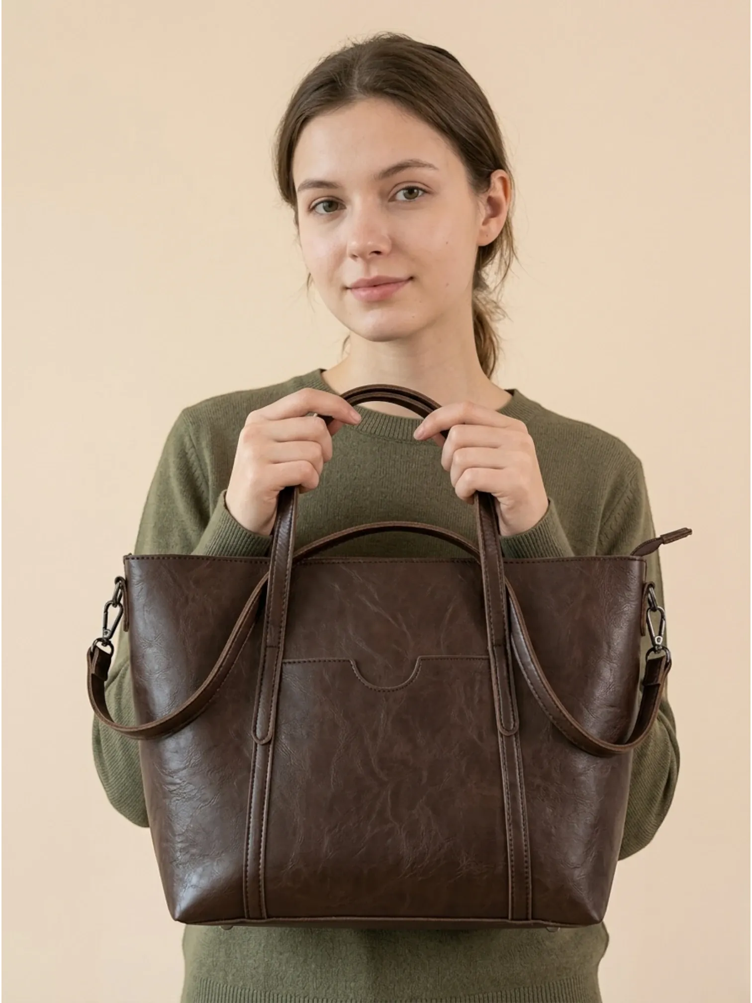 Sac cabas Fin en Cuir Vegan Café