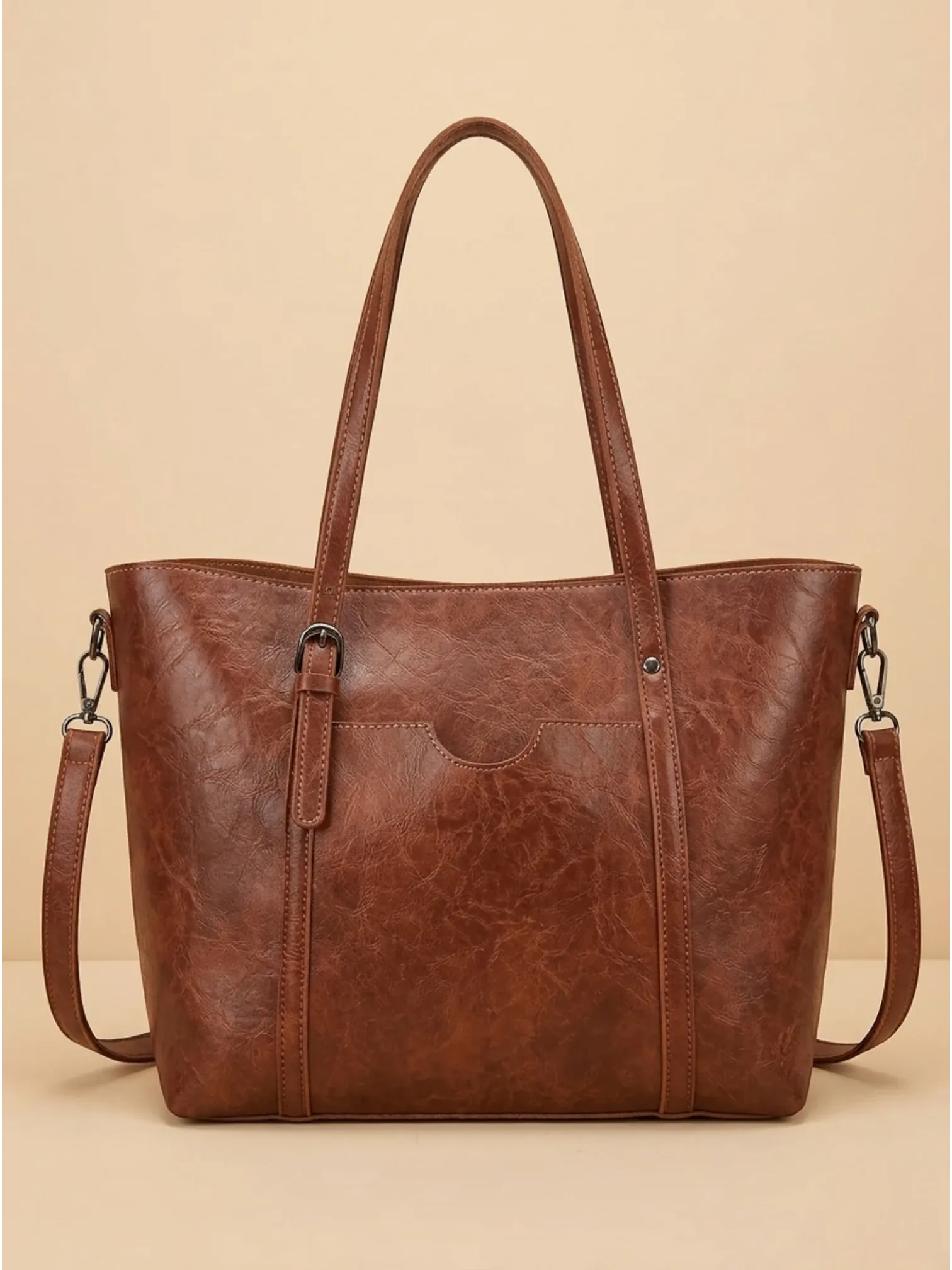 Sac cabas Fin en Cuir Vegan Marron