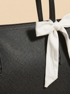 Sac Cabas Large en Similicuir Doublé Noir