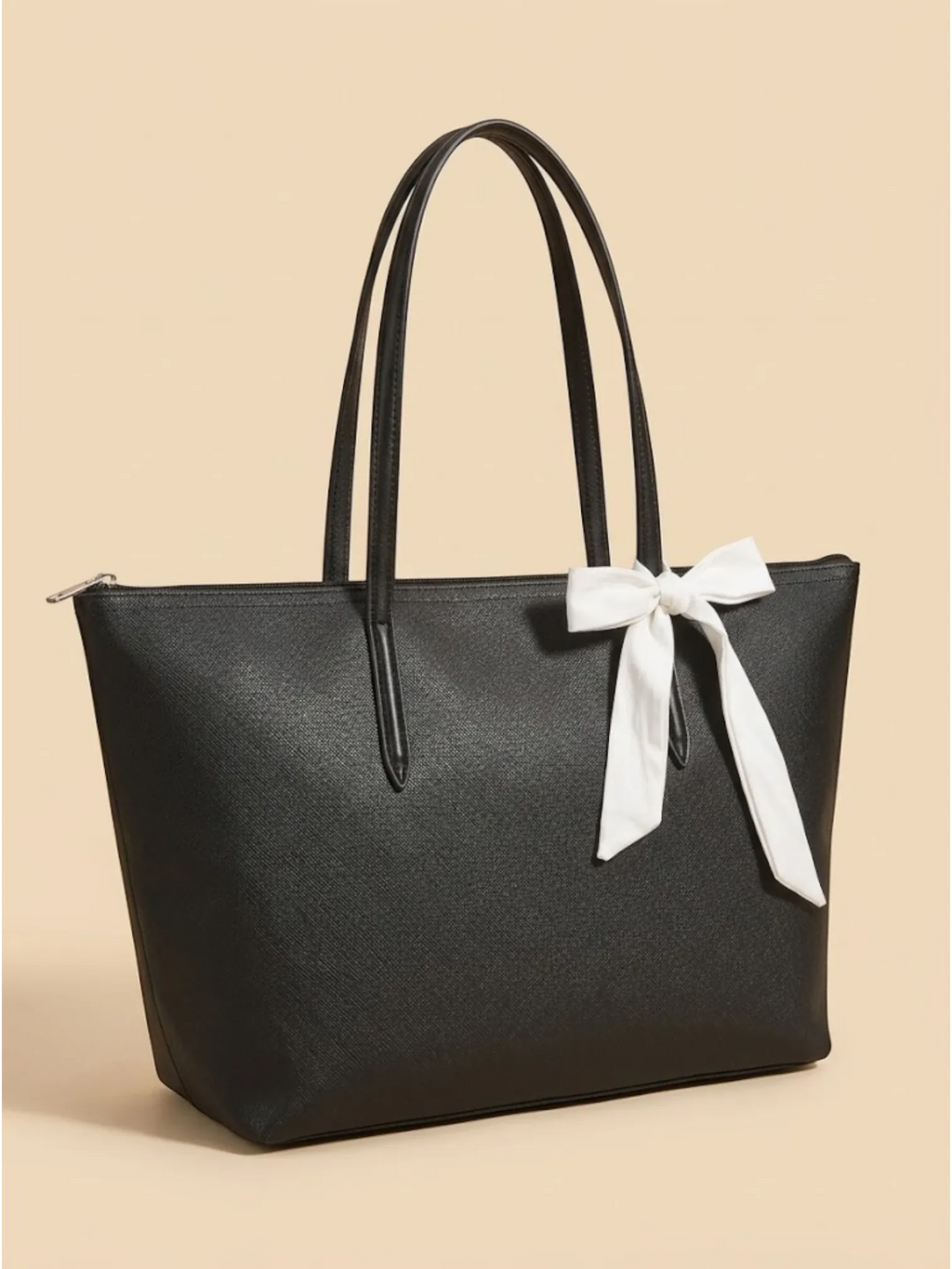 Sac Cabas Large en Similicuir Doublé Noir