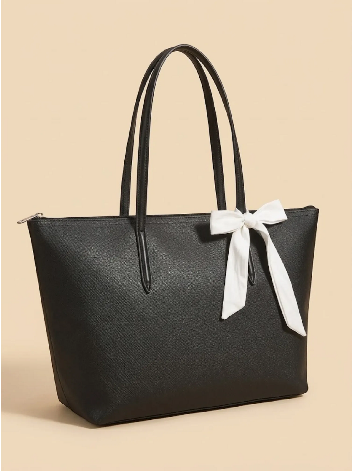 Sac Cabas Large en Similicuir Doublé Noir