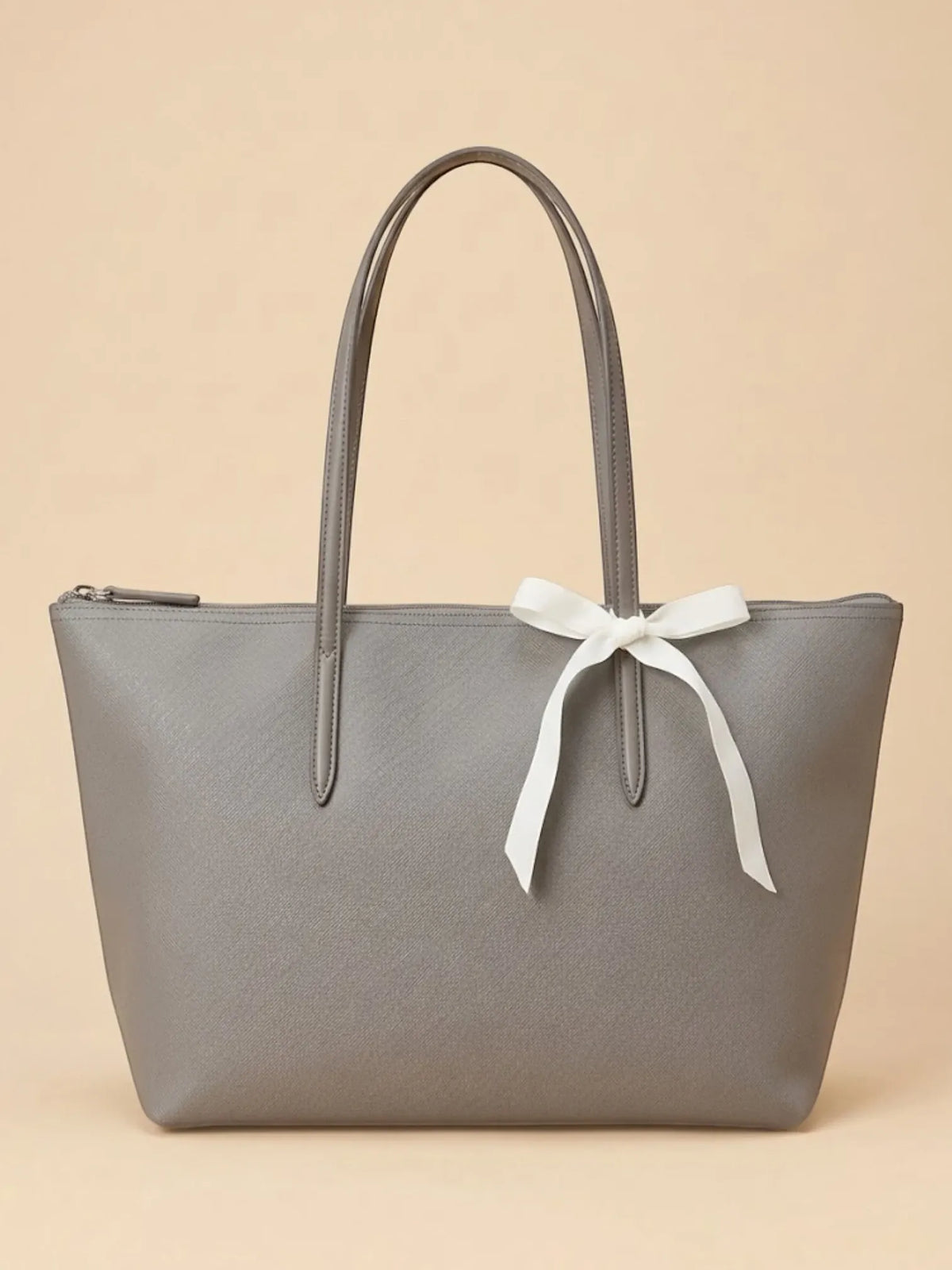 Sac Cabas Large en Similicuir Doublé Gris