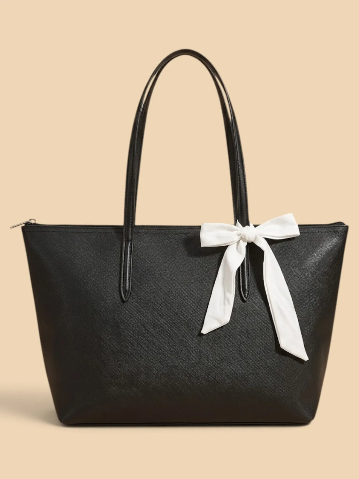Sac Cabas Large en Similicuir Doublé Noir