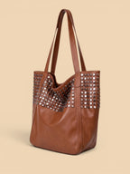 Sac Cabas Marron Clouté Marron