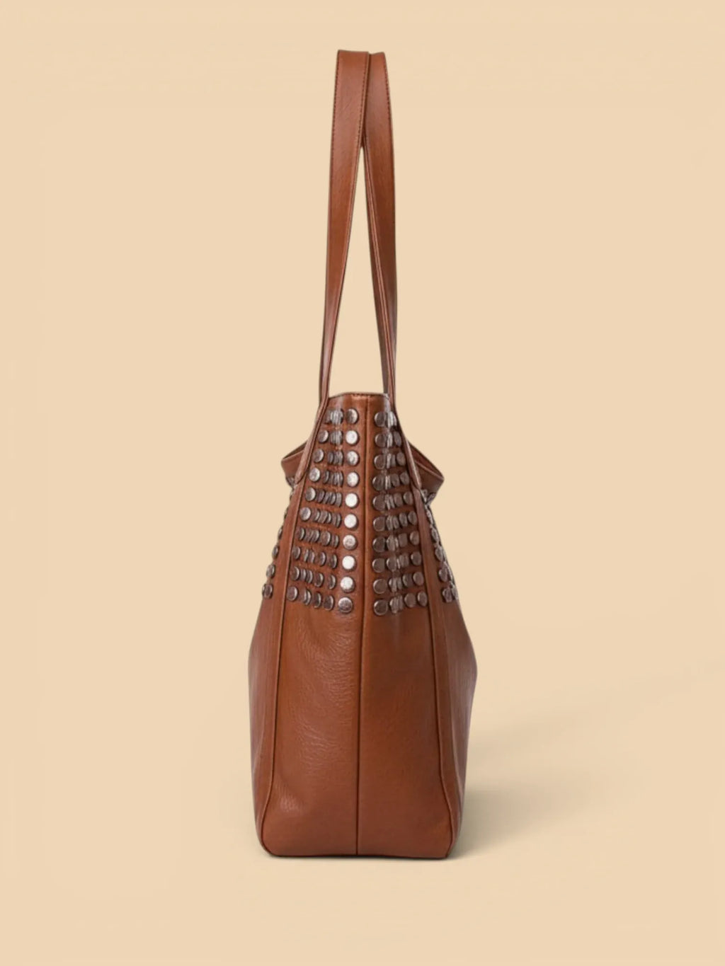 Sac Cabas Marron Clouté Marron