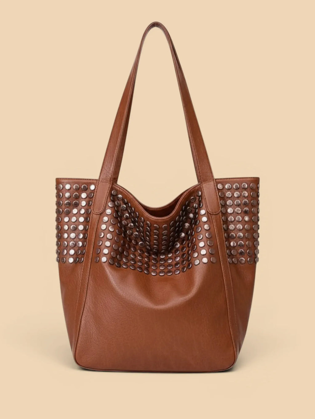 Sac Cabas Marron Clouté Marron
