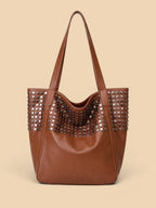 Sac Cabas Marron Clouté Marron