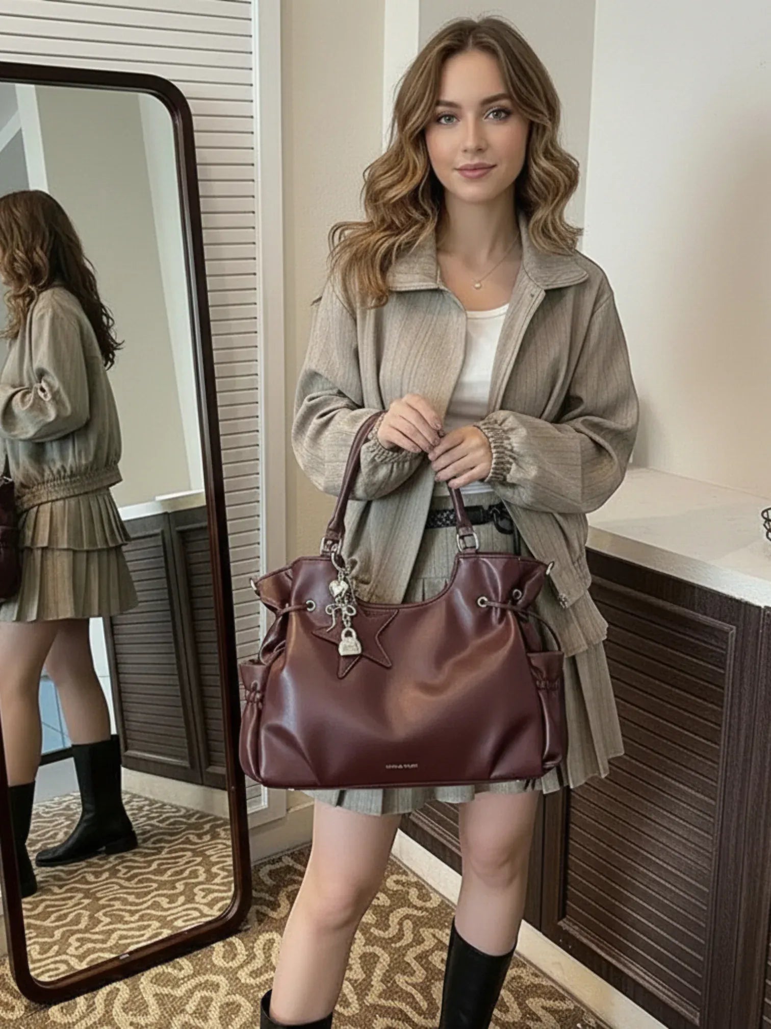 Sac Cabas Étoile Acajou / 40x11x25cm