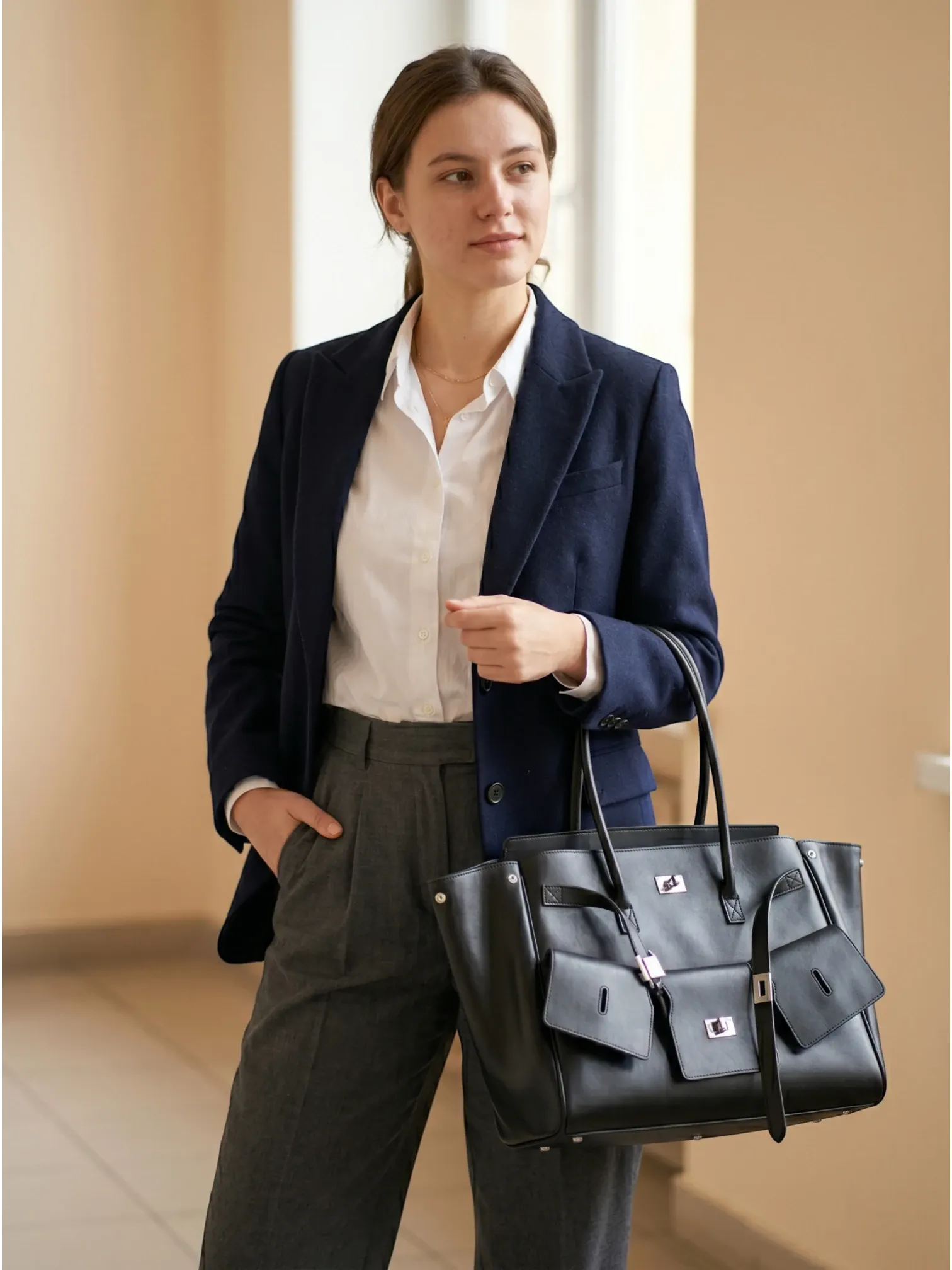 Sac Cabas Multipoches en Cuir Vegan Noir