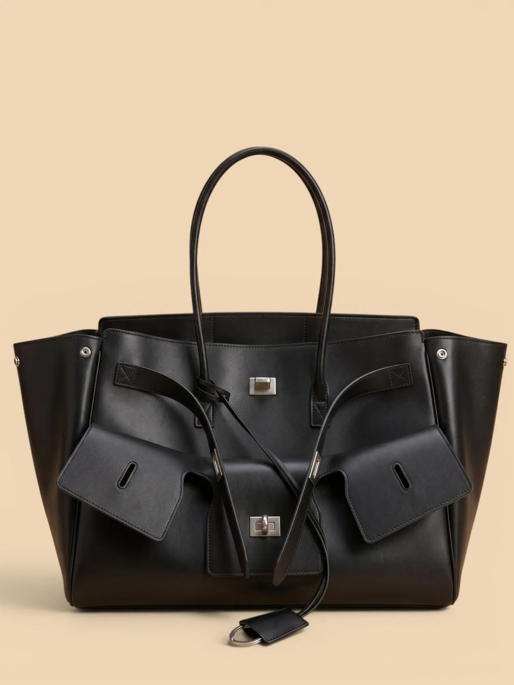 Sac Cabas Multipoches en Cuir Vegan Noir