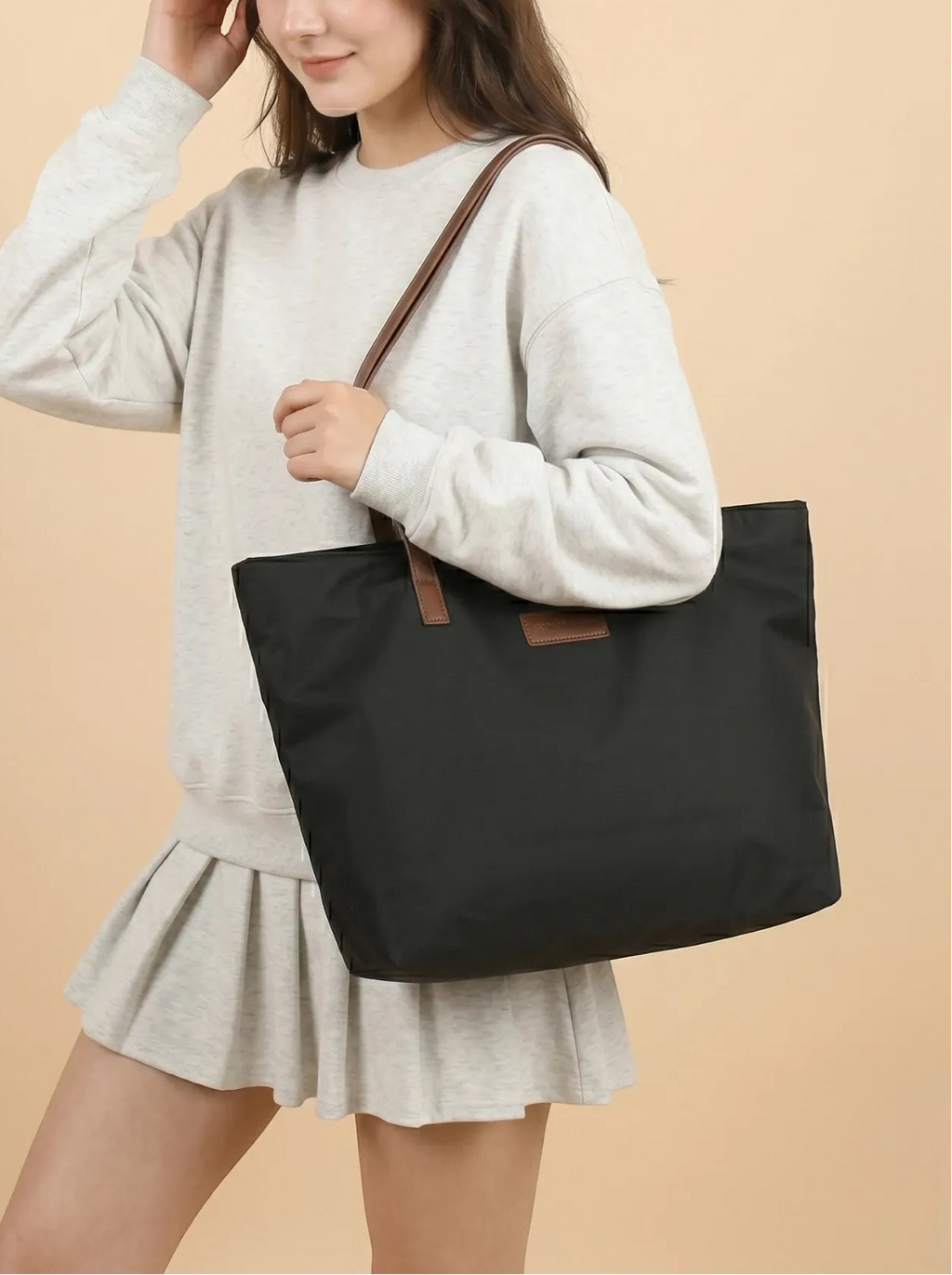 Sac Cabas Noir en Nylon Noir