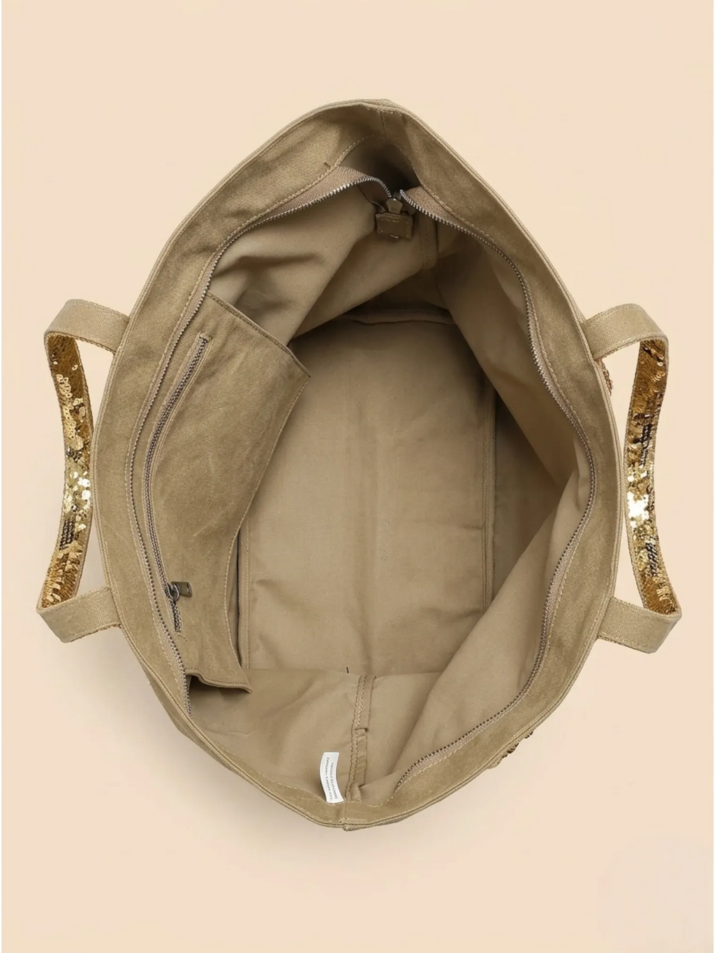 Sac Cabas Paillette Doré
