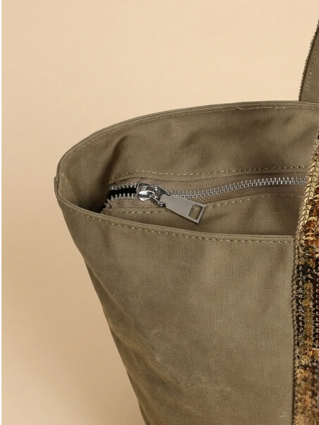 Sac Cabas Paillette Doré