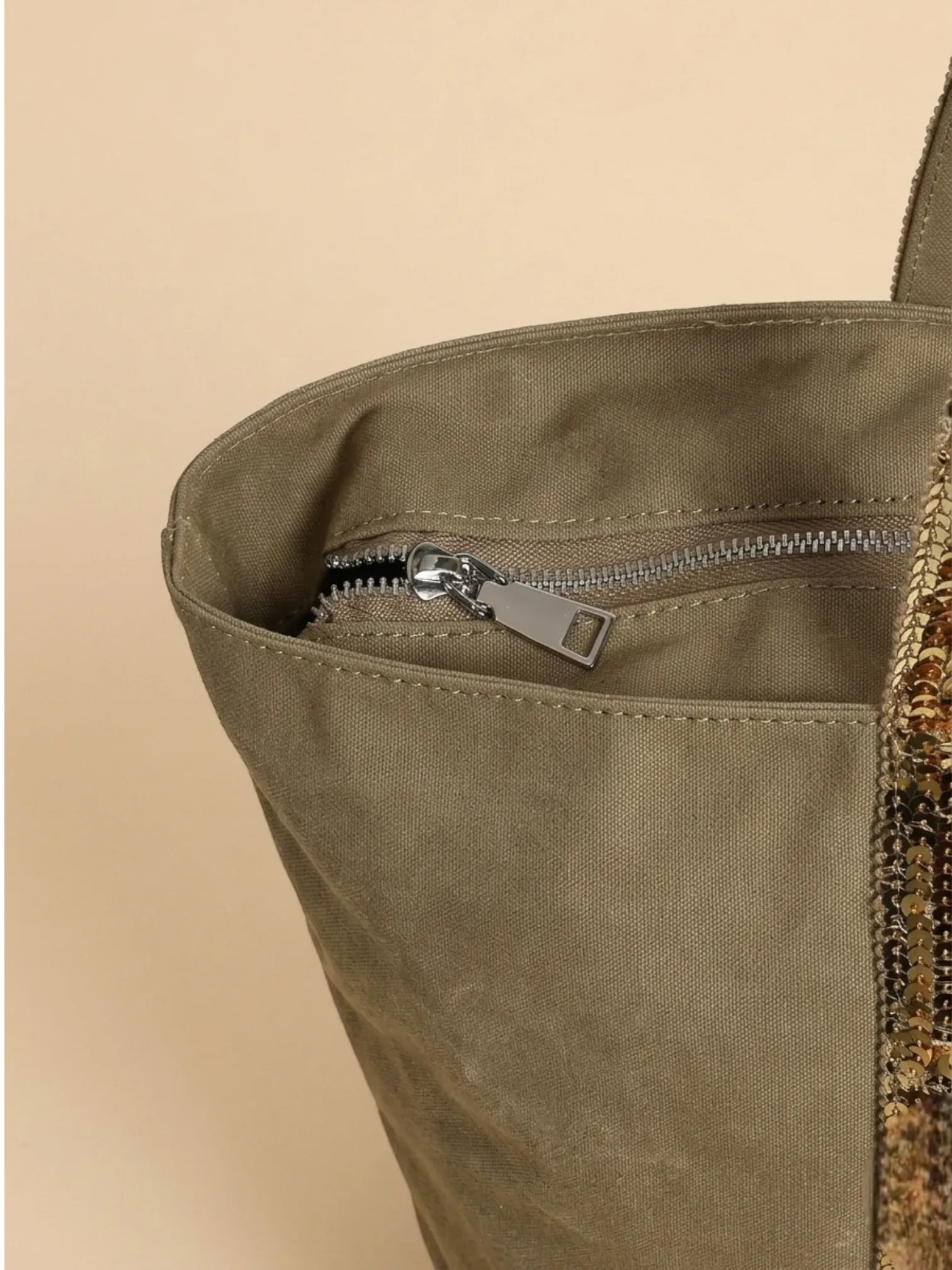 Sac Cabas Paillette Doré