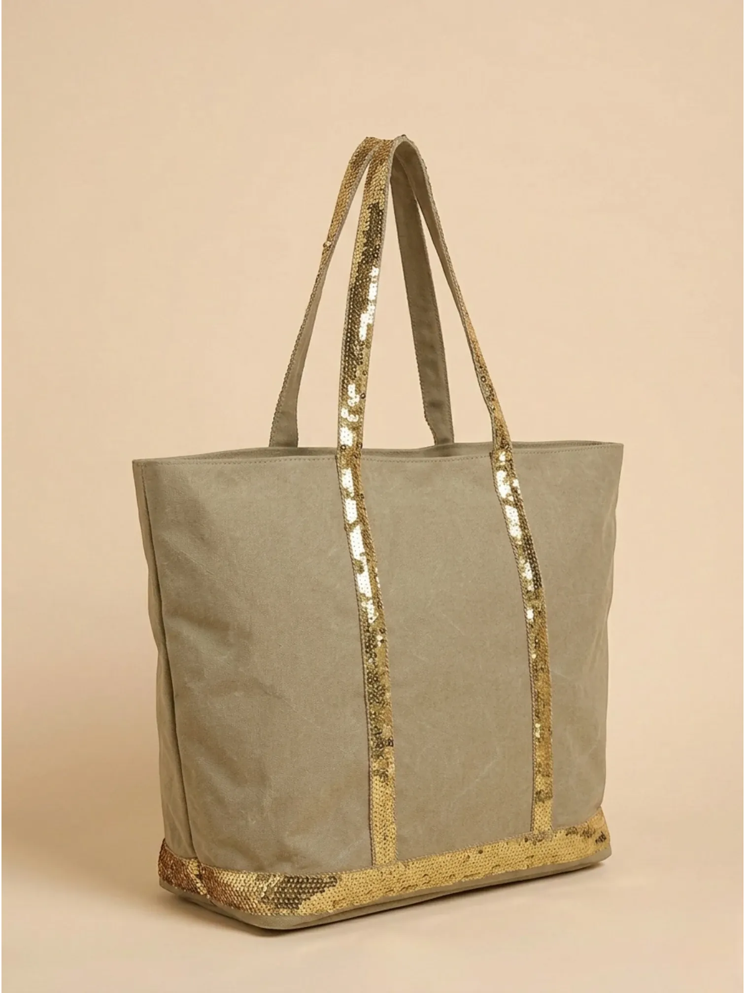 Sac Cabas Paillette Doré