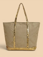 Sac Cabas Paillette Doré