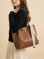 Sac Cabas Simili Cuir Marron Marron