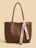 Sac Cabas Simili Cuir Marron Marron