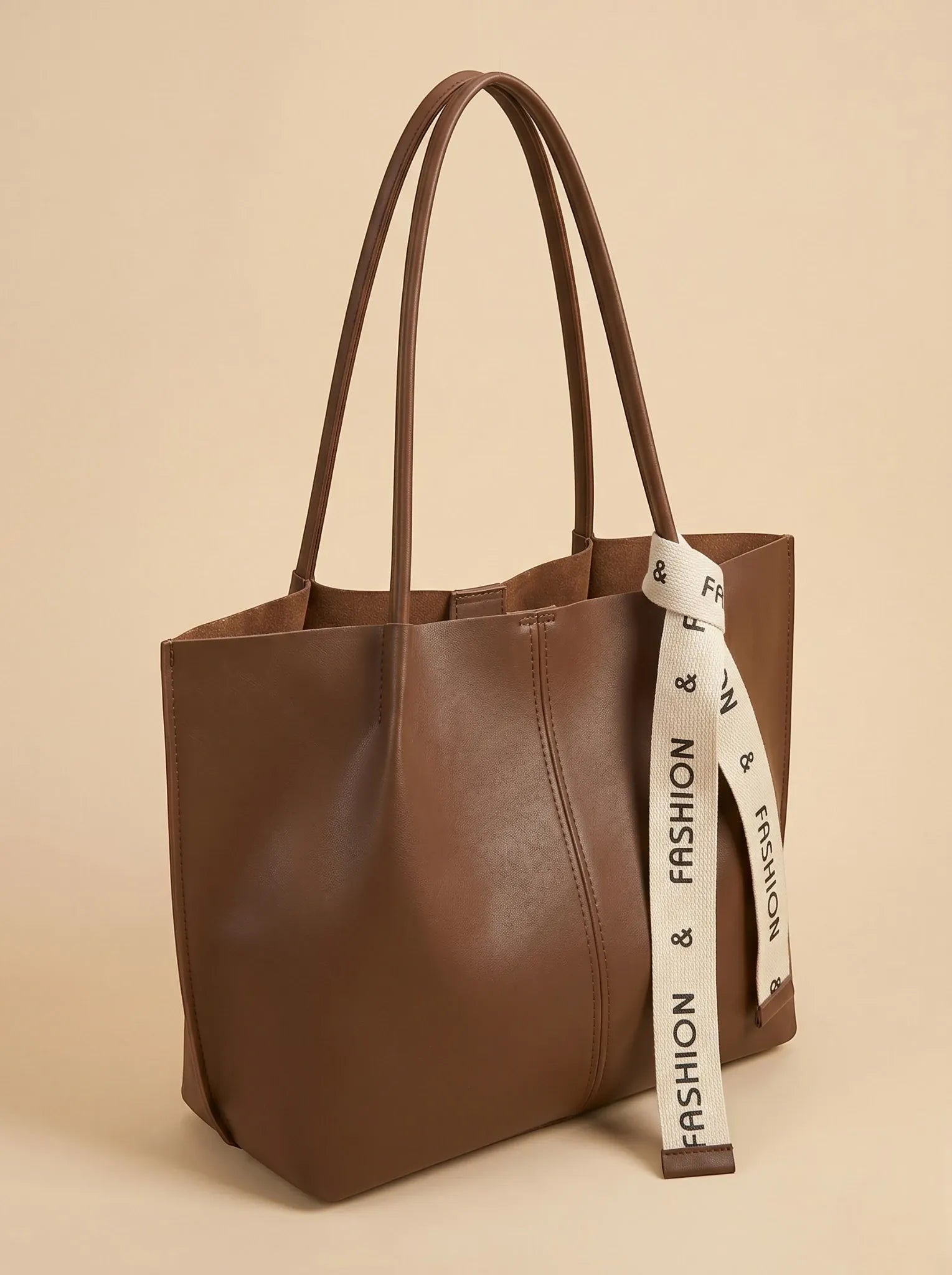 Sac Cabas Simili Cuir Marron Marron