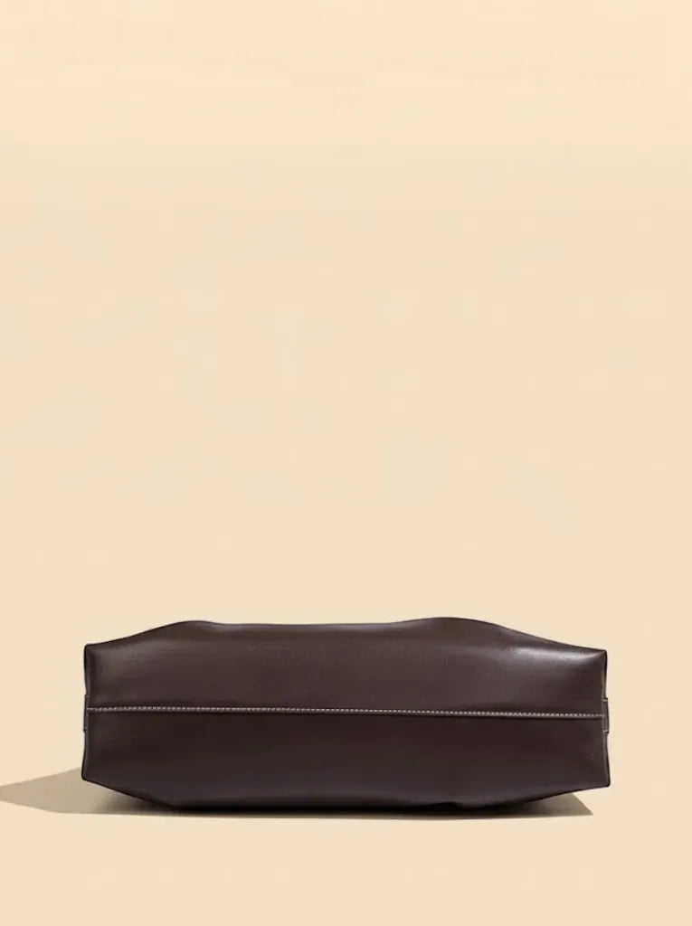 Sac Cabas Similicuir Surpiqûres Contrastées Femme Marron