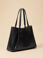 Sac Cabas Similicuir Surpiqûres Contrastées Femme Noir
